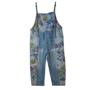 Anthropoligie style Floral Denim Overalls